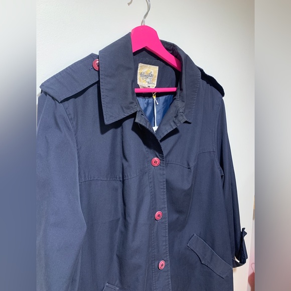 Navy Blue Vintage Trench with Maroon Buttons 

Brand: MonaLisa by Niccolini - Picture 5 of 6